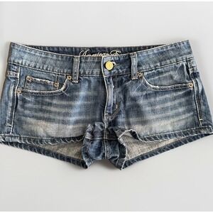 American Eagle Micro Mini Jean Shorts Womens 6 Low Rise Y2K Denim 2" Inseam
